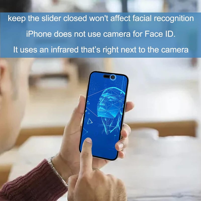 EYSOFT Privacy Cover Compatible for iPhone 16 Pro/iPhone 16 Pro Max with Front Camera Cover,Protect Privacy and Security But Not Affect Facial Recognition（2Pack） - Image 3